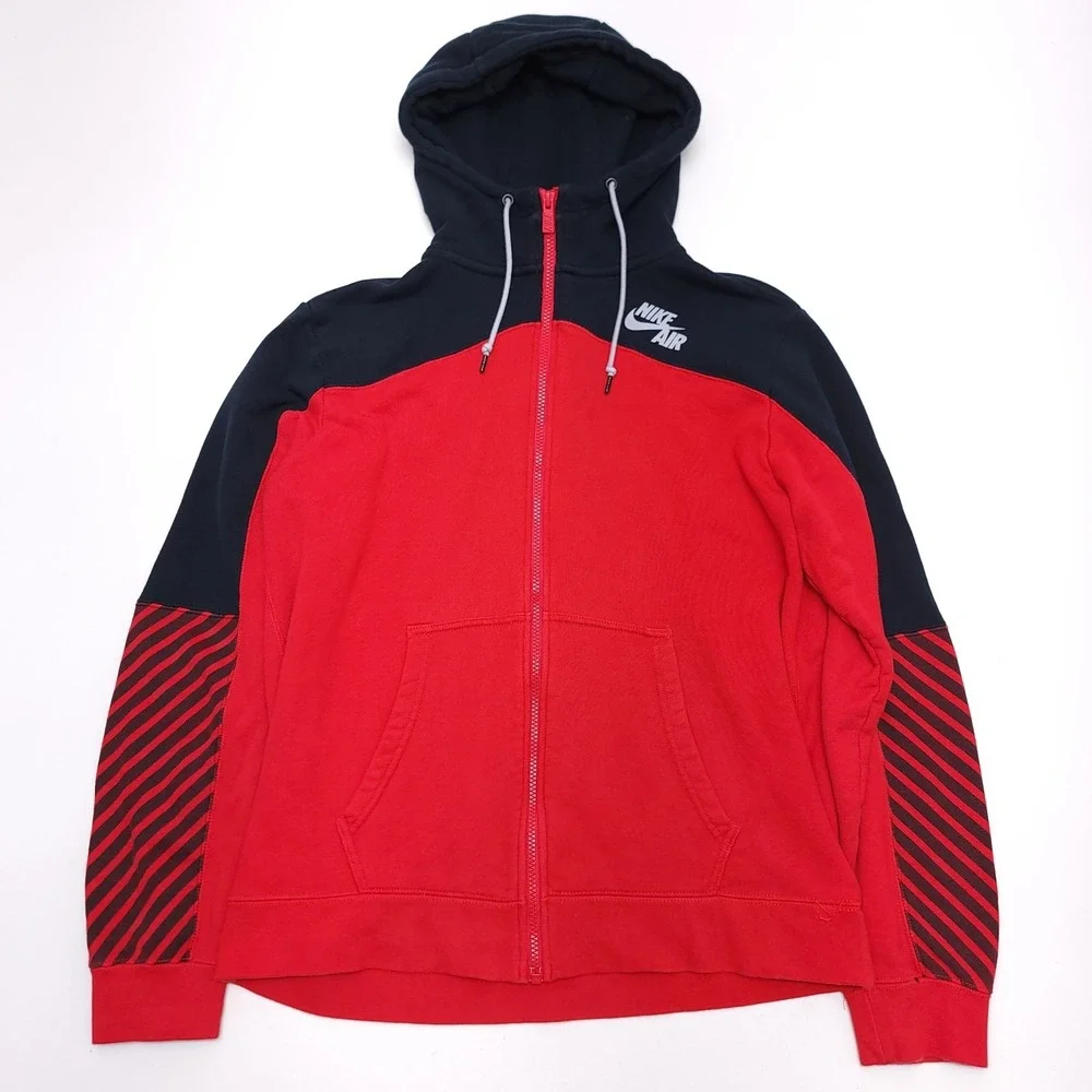 Vintage Nike Air Red Tag Men's Size Large Zip Up Black Hoodie Jacket Y2K READ‎